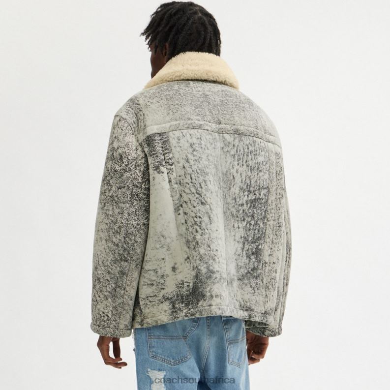 Coach Men SHEARLING COAT BLACK/GREY 4ZRDJ760