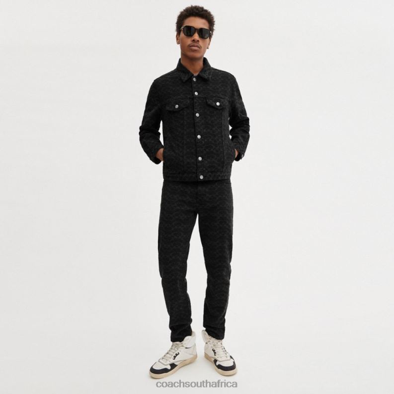 Coach Men SIGNATURE DENIM JACKET Black Signature 4ZRDJ761