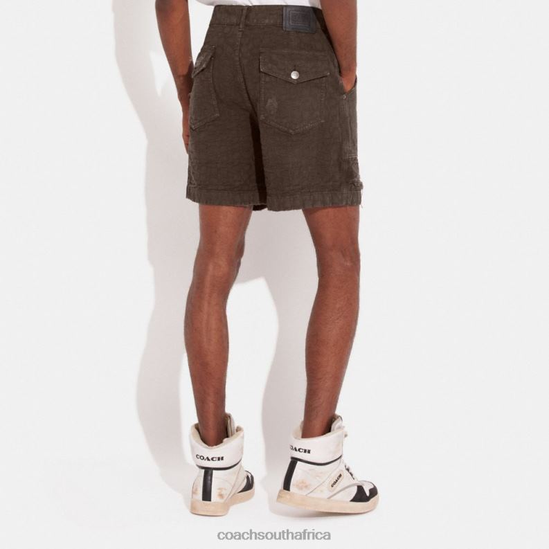 Coach Men DISTRESSED DENIM SHORTS Brown 4ZRDJ789