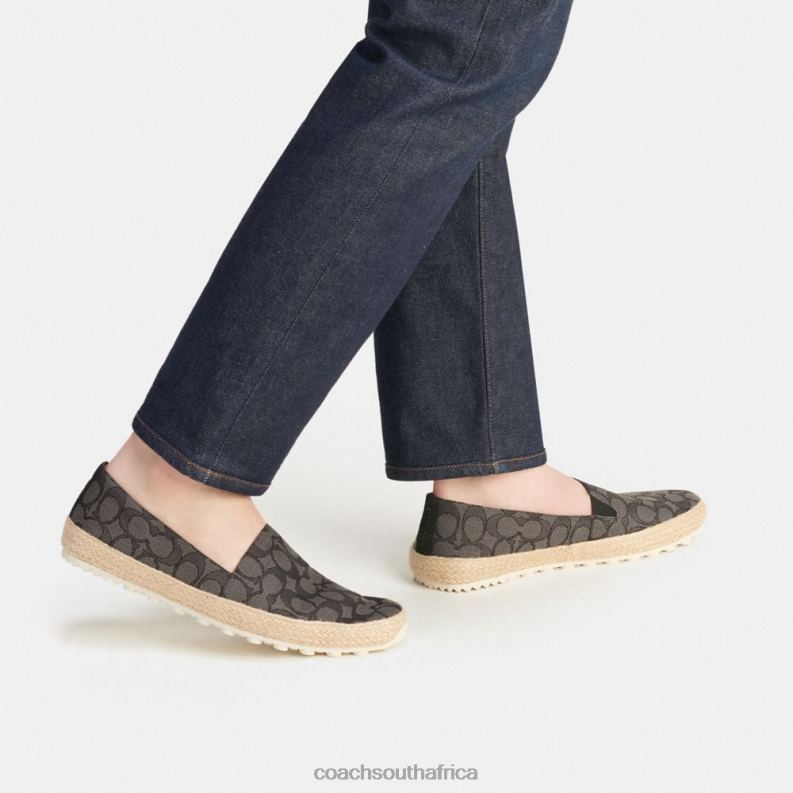 Coach Men ESPADRILLE IN SIGNATURE JACQUARD CHARCOAL/BLACK 4ZRDJ728