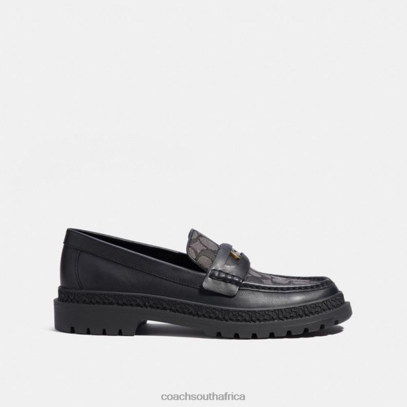 Coach Men LOAFER WITH SIGNATURE JACQUARD AND SIGNATURE COIN Black 4ZRDJ733