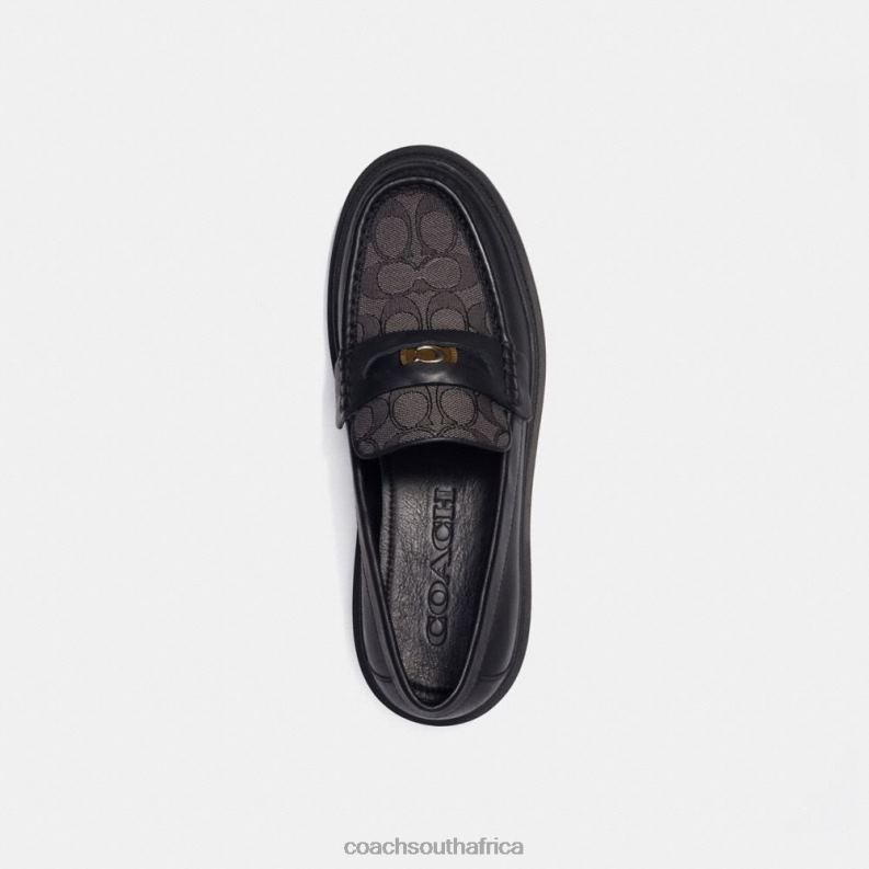 Coach Men LOAFER WITH SIGNATURE JACQUARD AND SIGNATURE COIN Black 4ZRDJ733