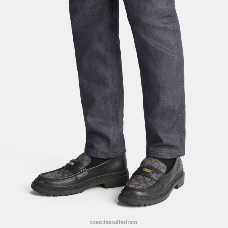 Coach Men LOAFER WITH SIGNATURE JACQUARD AND SIGNATURE COIN Black 4ZRDJ733