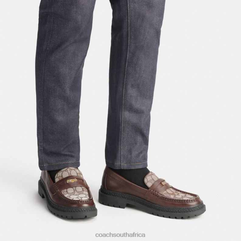 Coach Men LOAFER WITH SIGNATURE JACQUARD AND SIGNATURE COIN MAPLE 4ZRDJ734