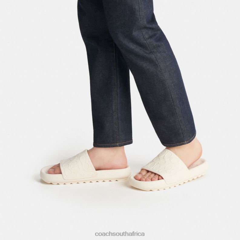 Coach Men OBI SPORT SLIDE IN SIGNATURE Chalk 4ZRDJ729