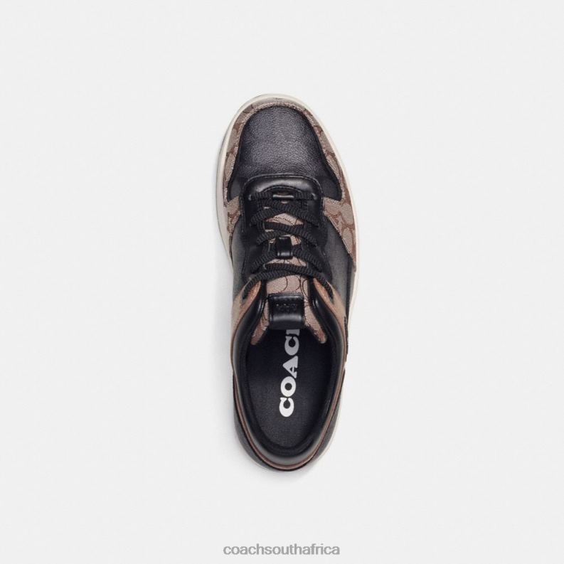Coach Men C201 SNEAKER IN SIGNATURE CANVAS Black/Maple 4ZRDJ742