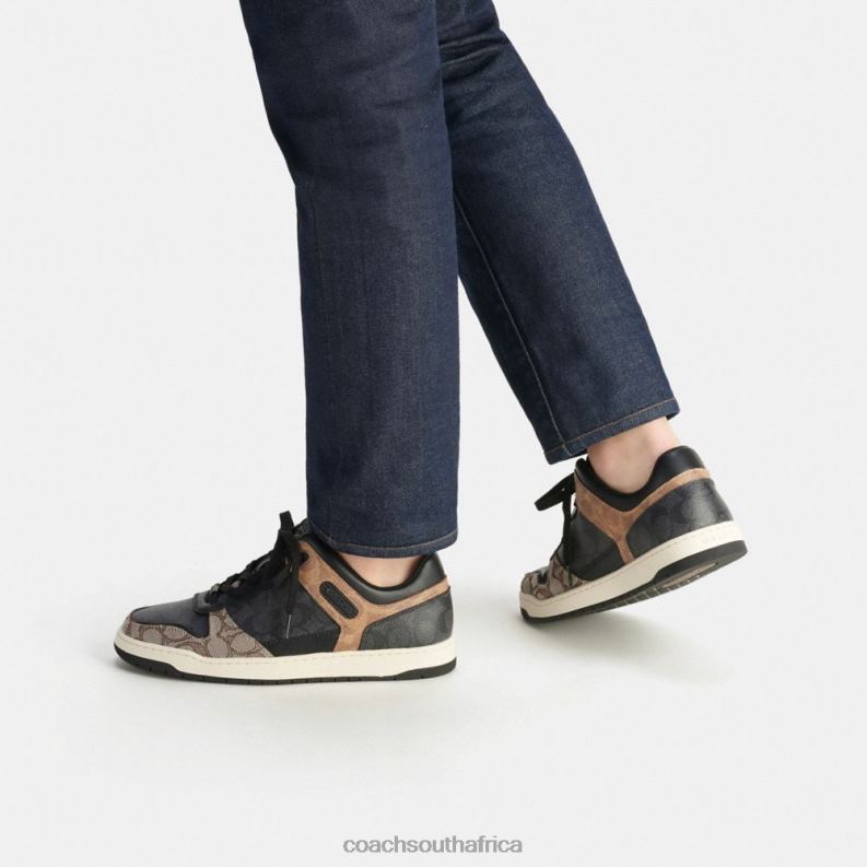 Coach Men C201 SNEAKER IN SIGNATURE CANVAS Black/Maple 4ZRDJ742