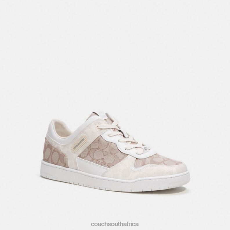 Coach Men C201 SNEAKER IN SIGNATURE JACQUARD Chalk/Stone 4ZRDJ744