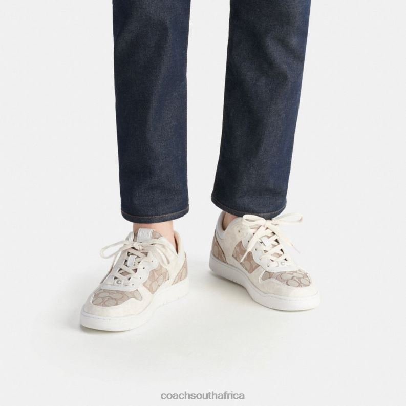 Coach Men C201 SNEAKER IN SIGNATURE JACQUARD Chalk/Stone 4ZRDJ744