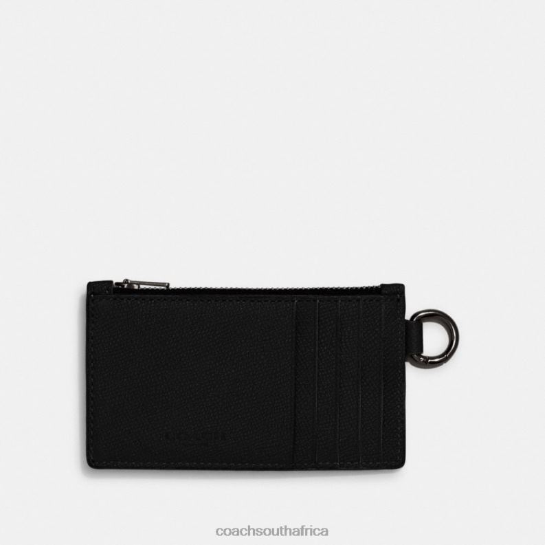 Coach Men ZIP CARD CASE Black 4ZRDJ726