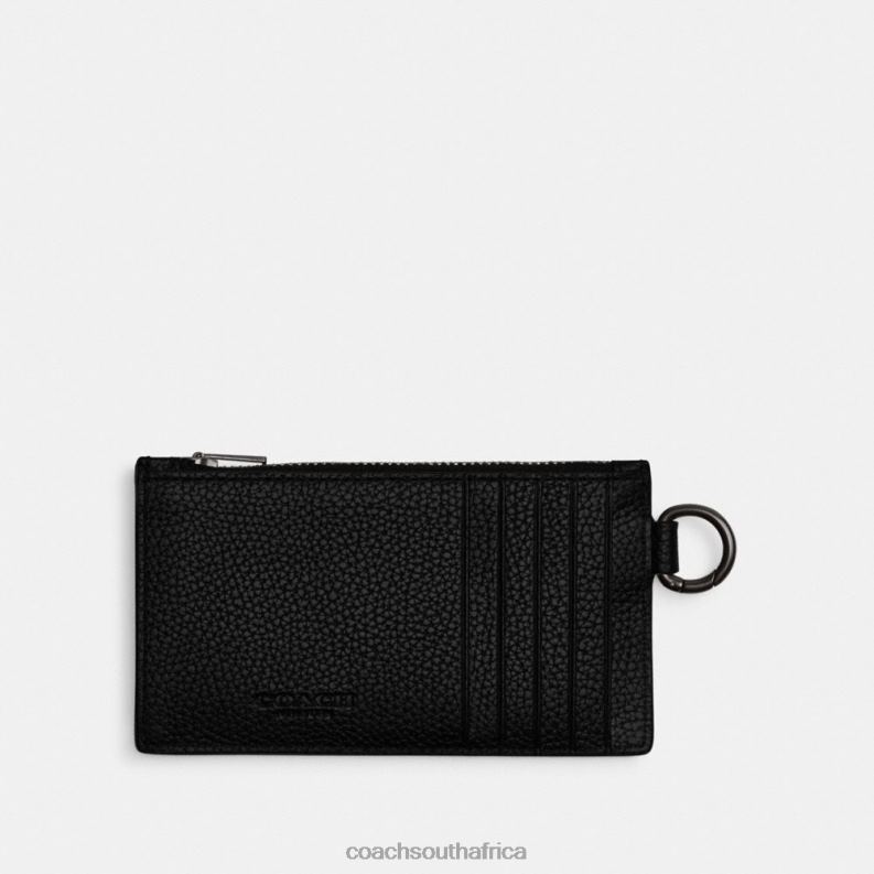 Coach Men ZIP CARD CASE WITH HORSE AND CARRIAGE PRINT Truffle/Black 4ZRDJ722