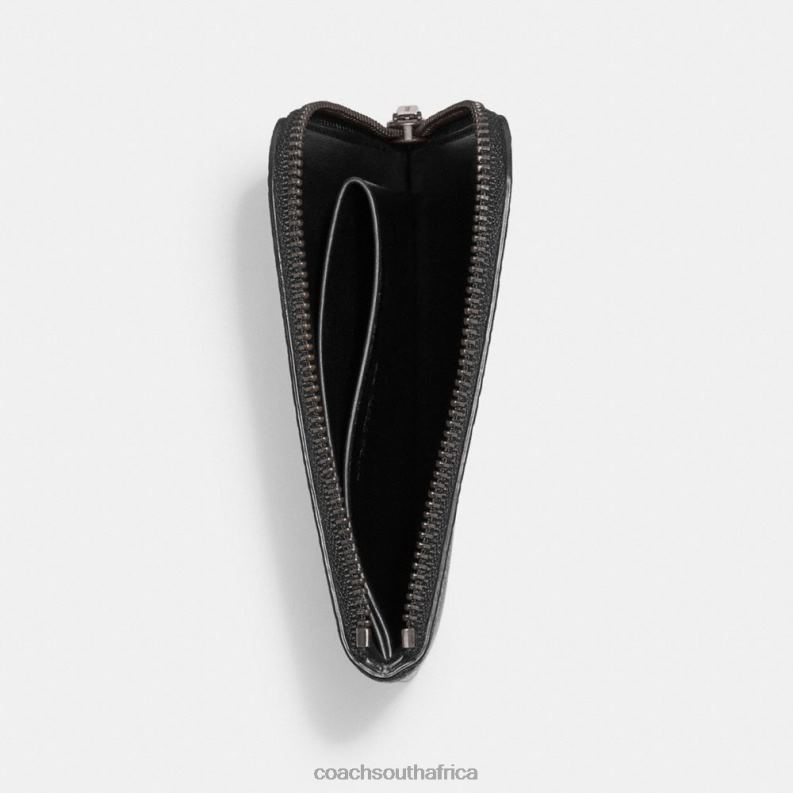 Coach Men 3-IN-1 L-ZIP WALLET IN SIGNATURE CANVAS Charcoal/Black 4ZRDJ710