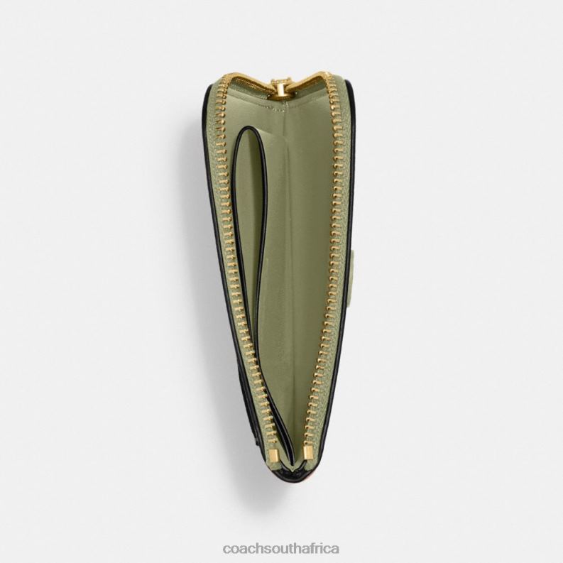 Coach Men 3-IN-1 L-ZIP WALLET WITH SIGNATURE CANVAS MOSS 4ZRDJ702