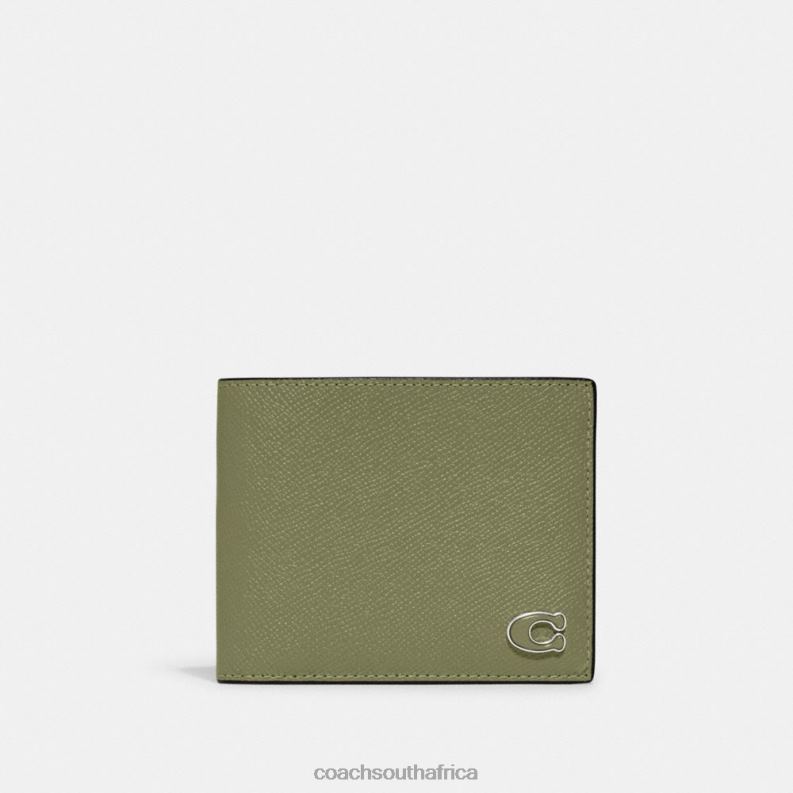Coach Men 3-IN-1 WALLET WITH SIGNATURE CANVAS INTERIOR MOSS 4ZRDJ701