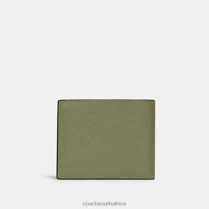 Coach Men 3-IN-1 WALLET WITH SIGNATURE CANVAS INTERIOR MOSS 4ZRDJ701