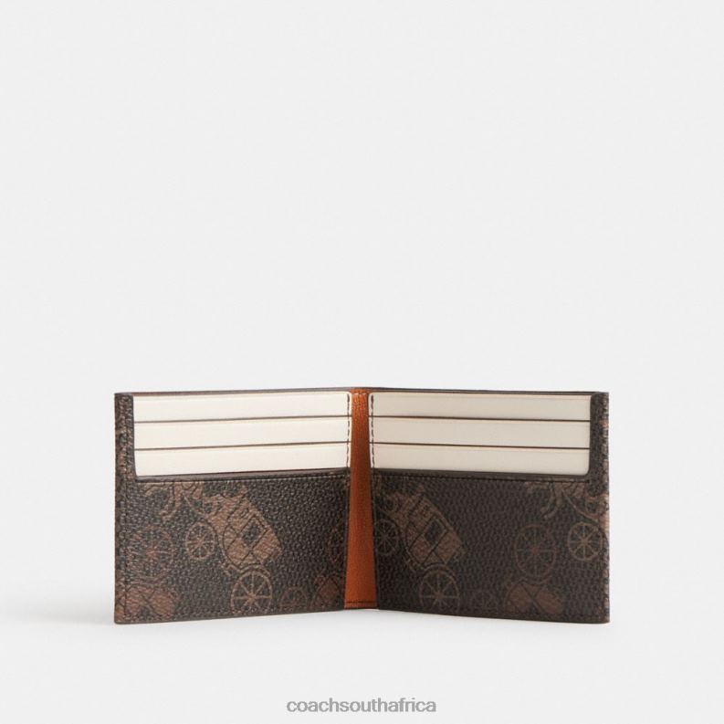 Coach Men SLIM BILLFOLD WALLET WITH LARGE HORSE AND CARRIAGE PRINT Truffle/Burnished Amber 4ZRDJ704
