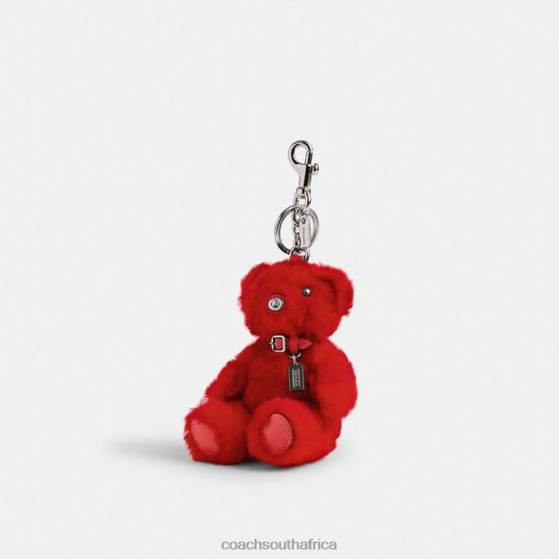 Coach Women BEAR BAG CHARM IN SIGNATURE SHEARLING LH/Sport Red Multi 4ZRDJ522