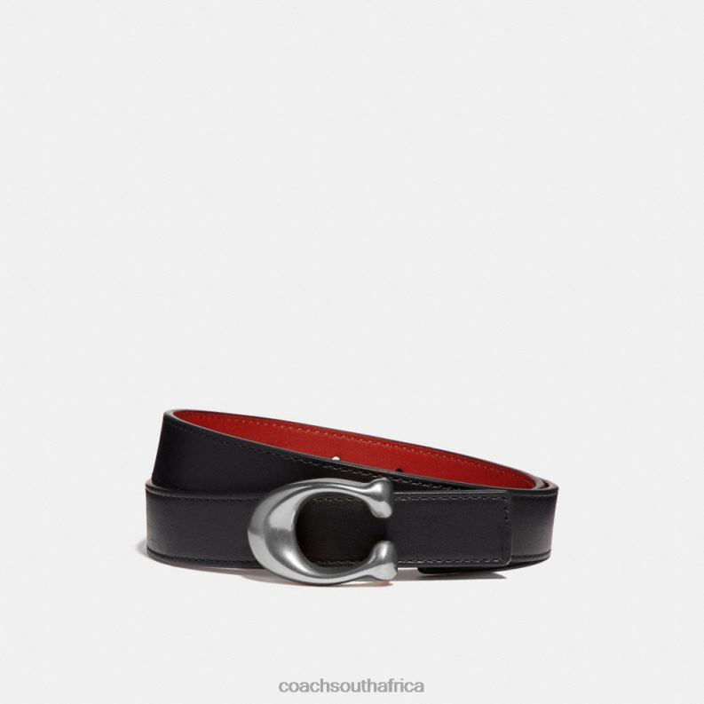 Coach Women C HARDWARE REVERSIBLE BELT, 25MM NI/Black 1941 Red 4ZRDJ612