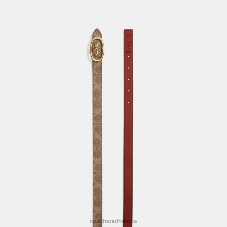 Coach Women HORSE AND CARRIAGE BUCKLE REVERSIBLE BELT, 20MM B4/Tan Sig C / Rust 4ZRDJ615