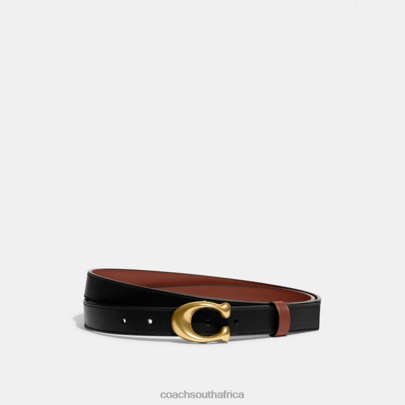 Coach Women SCULPTED C BUCKLE CUT-TO-SIZE REVERSIBLE BELT, 25MM B4/Black 1941 Saddle 4ZRDJ613