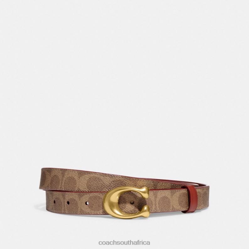 Coach Women SCULPTED C BUCKLE CUT-TO-SIZE REVERSIBLE BELT, 25MM B4/Tan Rust 4ZRDJ616