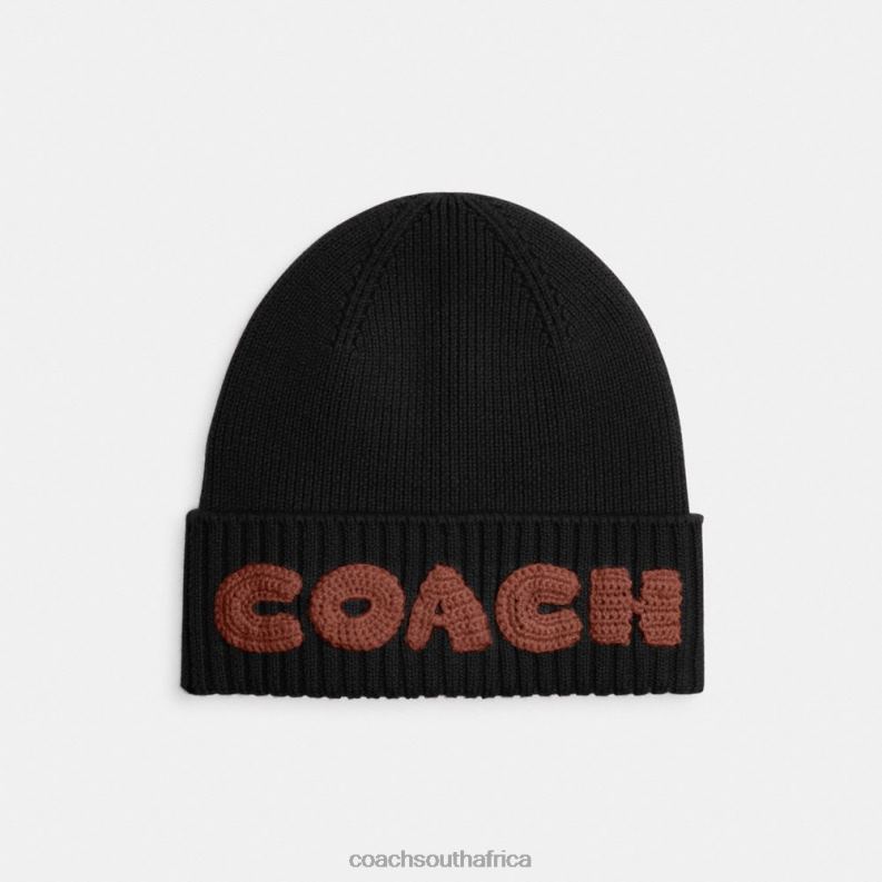 Coach Women BOXED BEANIE Black 4ZRDJ561