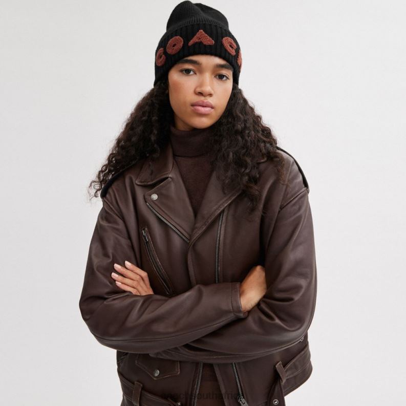 Coach Women BOXED BEANIE Black 4ZRDJ561