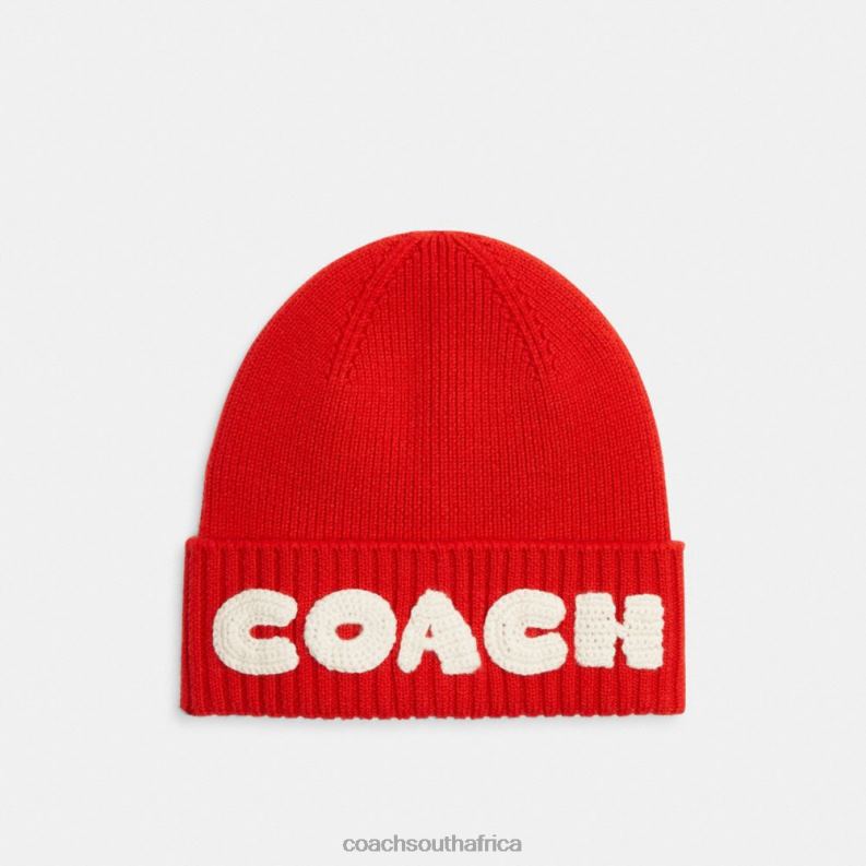 Coach Women BOXED BEANIE Sport Red 4ZRDJ562