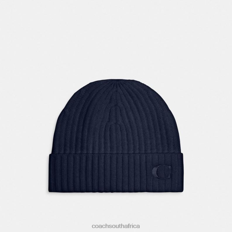 Coach Women CASHMERE BEANIE NAVY 4ZRDJ567