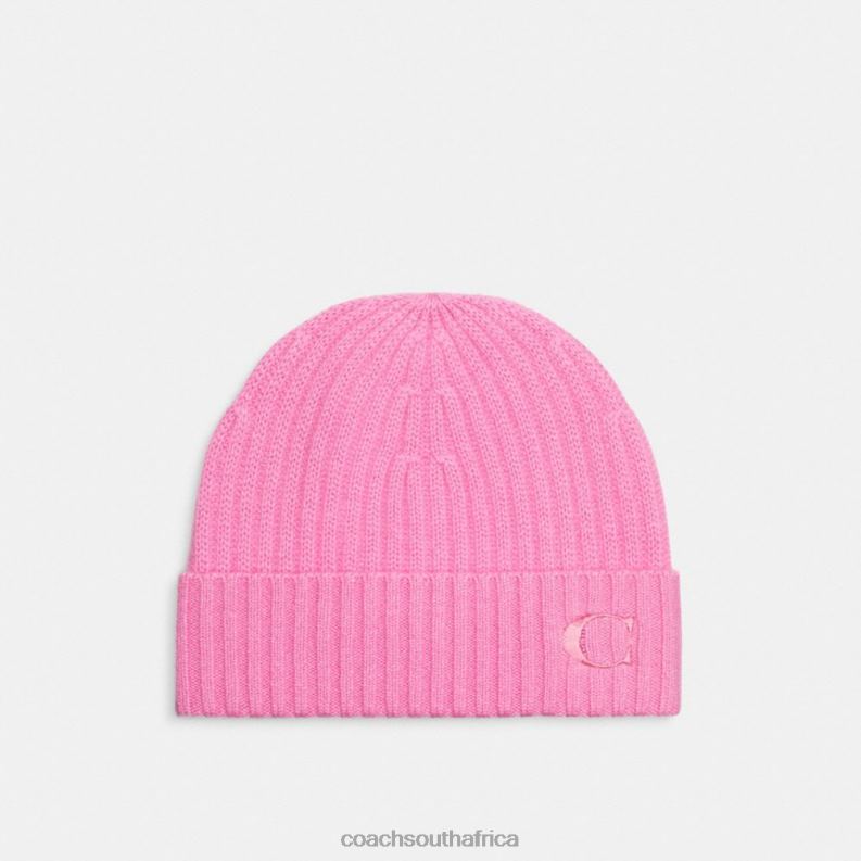 Coach Women CASHMERE BEANIE Patent Pink 4ZRDJ568