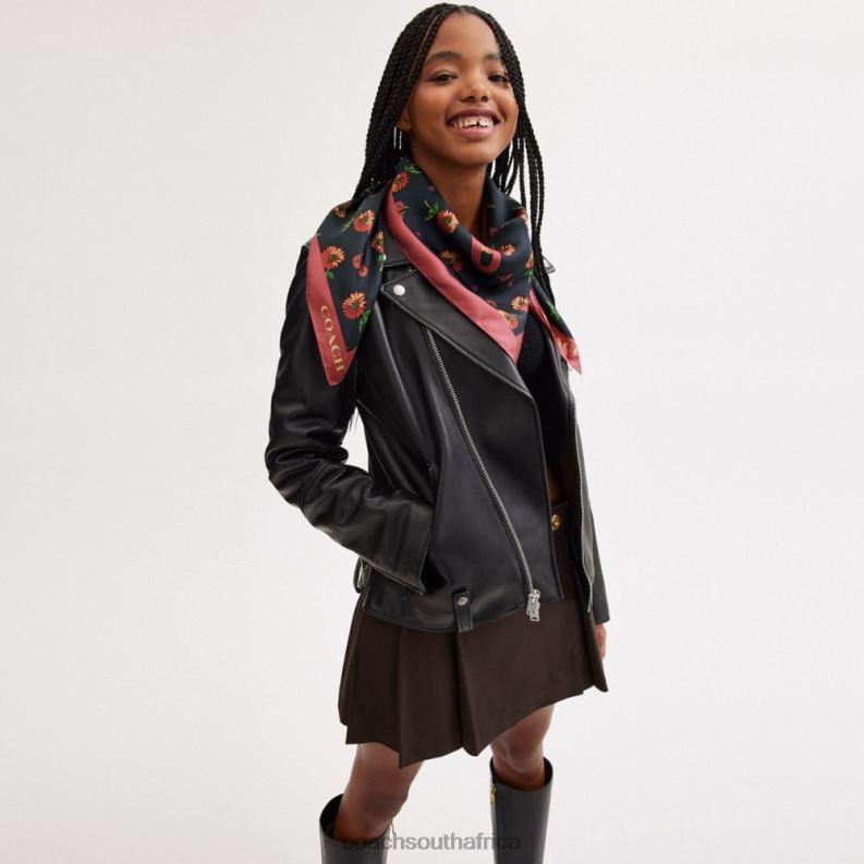 Coach Women GRUNGE FLORAL PRINT REXY SILK SQUARE SCARF Multi 4ZRDJ596