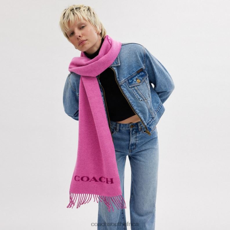 Coach Women HORSE AND CARRIAGE CASHMERE MUFFLER DEEP PLUM 4ZRDJ575