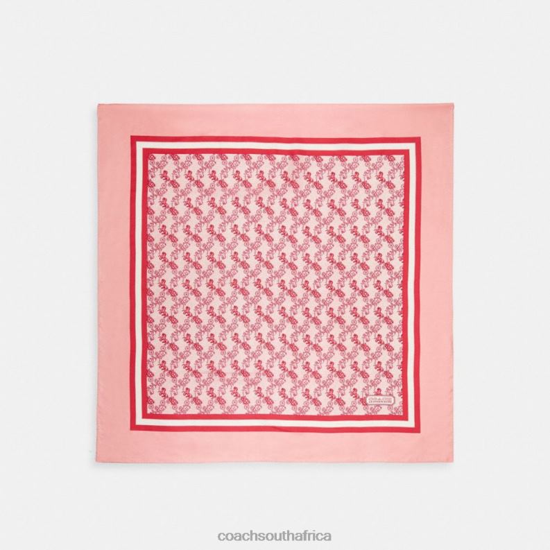 Coach Women HORSE AND CARRIAGE PRINT SILK SQUARE SCARF Bubblegum 4ZRDJ592