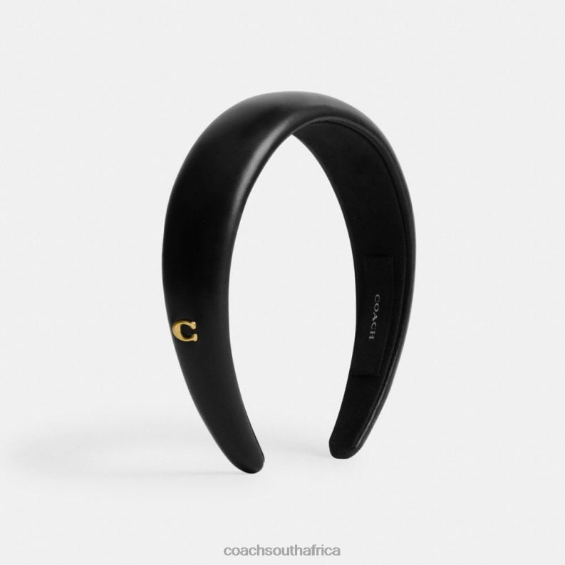 Coach Women LEATHER HEADBAND Black 4ZRDJ589