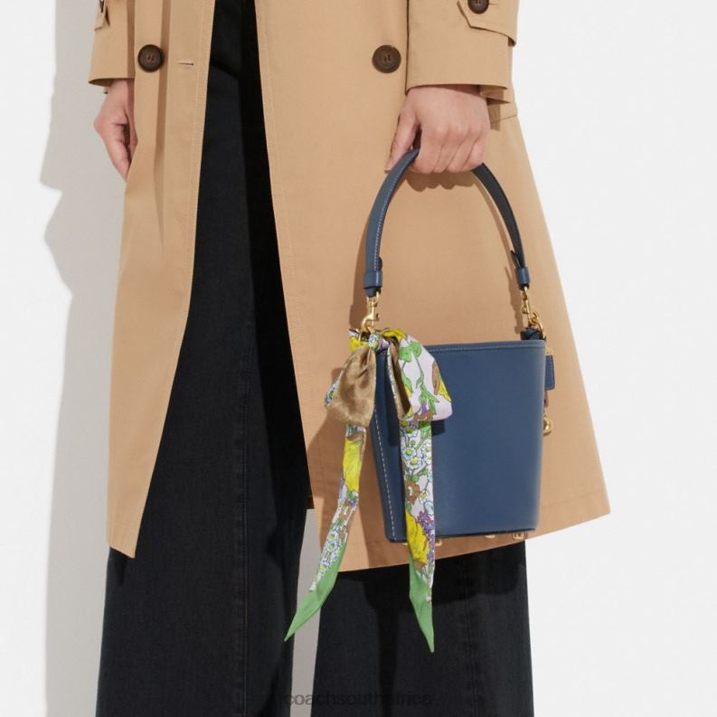 Coach Women MIXED GARDEN FLORAL PRINT SILK SKINNY SCARF Multi/Lilac 4ZRDJ597