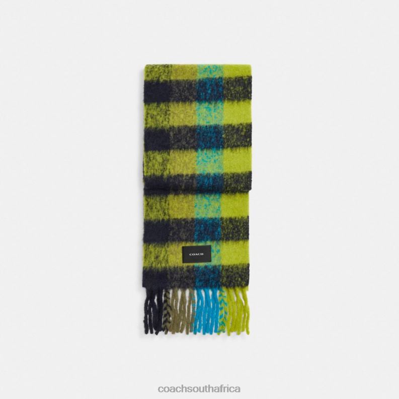 Coach Women PLAID OVERSIZED MUFFLER Army Green 4ZRDJ571
