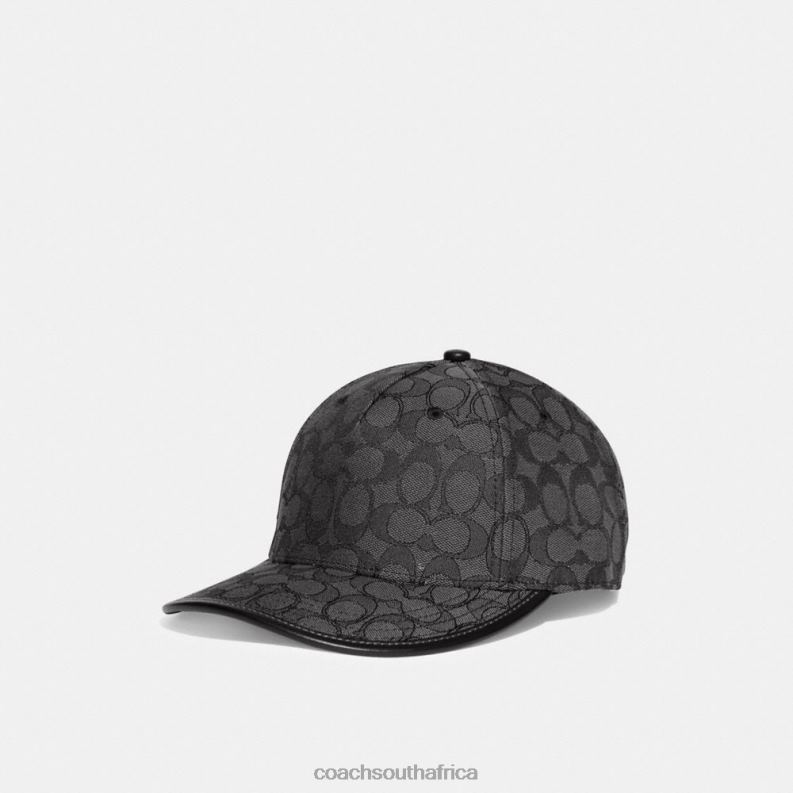 Coach Women SIGNATURE JACQUARD BASEBALL HAT CHARCOAL 4ZRDJ601