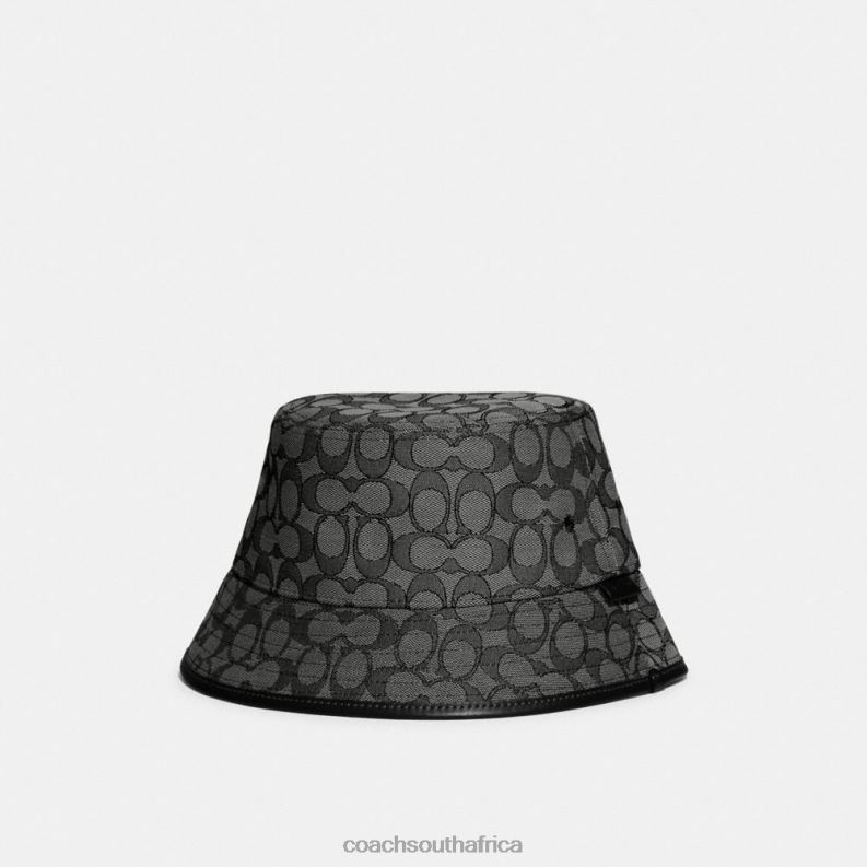 Coach Women SIGNATURE JACQUARD BUCKET HAT CHARCOAL 4ZRDJ605