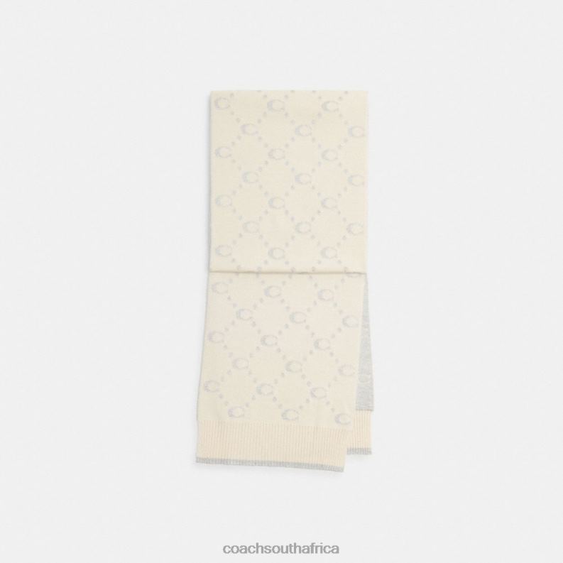 Coach Women SIGNATURE METALLIC PRINT MUFFLER Chalk 4ZRDJ581