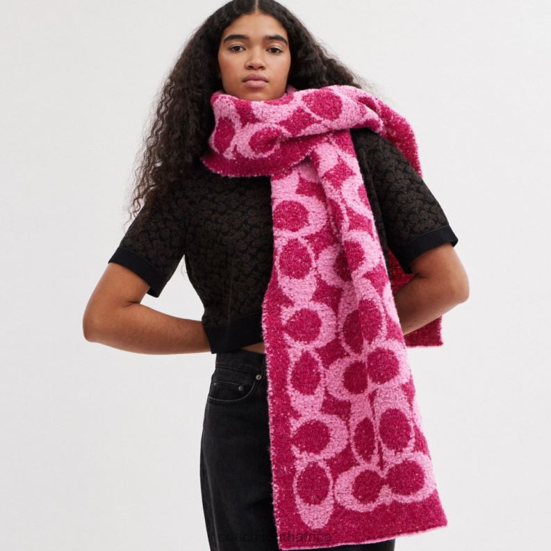 Coach Women SIGNATURE MUFFLER DEEP PLUM 4ZRDJ579