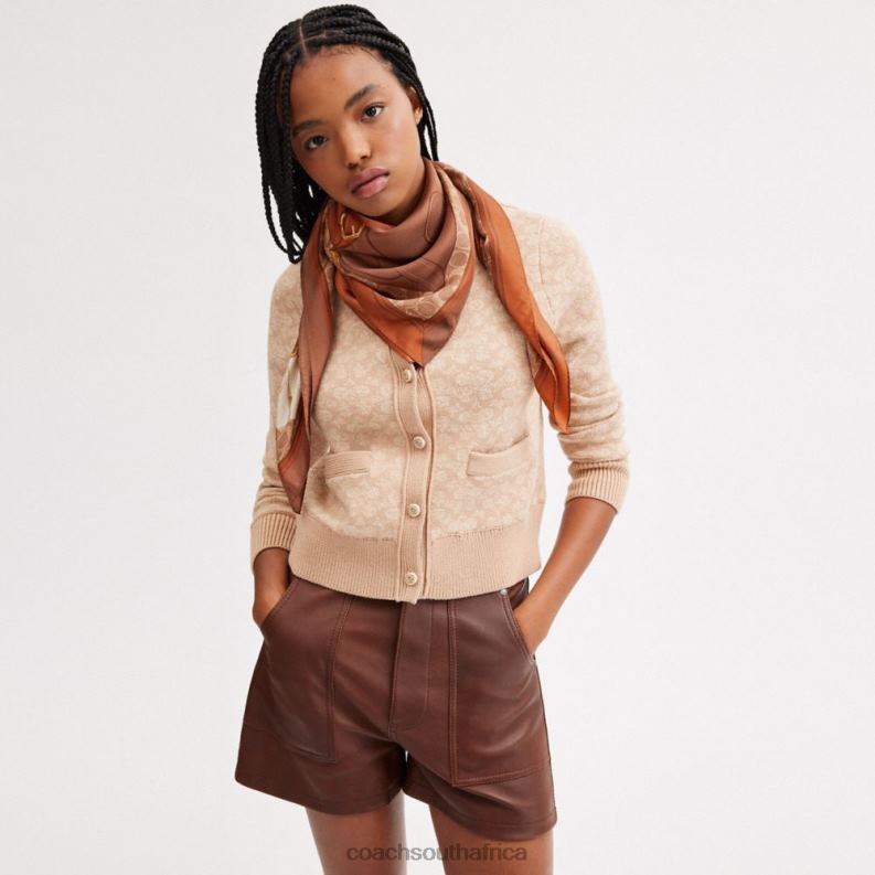 Coach Women TABBY BAG PRINT SILK SQUARE SCARF Burnished Amber 4ZRDJ593