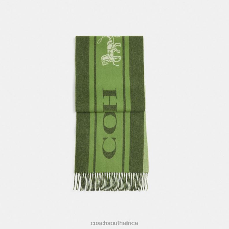 Coach Women VARSITY SPORT CASHMERE MUFFLER Amazon Green 4ZRDJ583