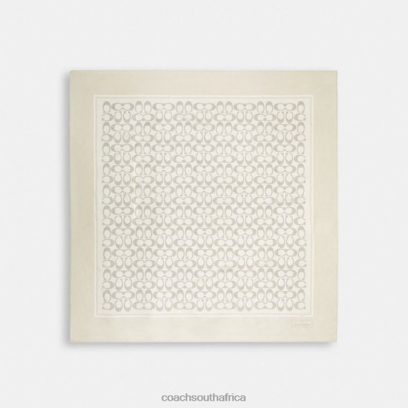 Coach Women VINTAGE SIGNATURE PRINT SILK SQUARE SCARF Steam 4ZRDJ585