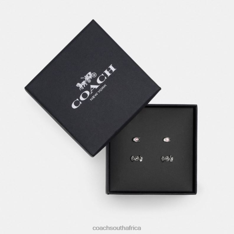 Coach Women CANDY AND BOW STUD EARRINGS SET Hematite Multi 4ZRDJ538