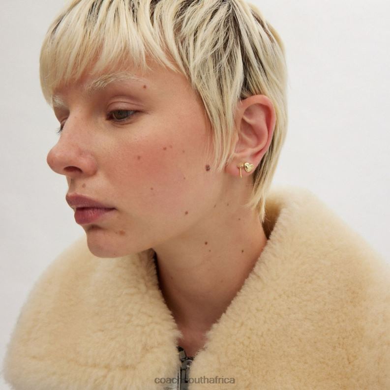 Coach Women HEART AND LOLLIPOP STUD EARRINGS SET GOLD/MULTICOLOR 4ZRDJ539