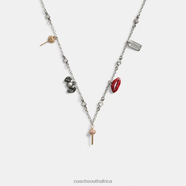 Coach Women MINI CANDY CHARM NECKLACE Silver/Multi 4ZRDJ534