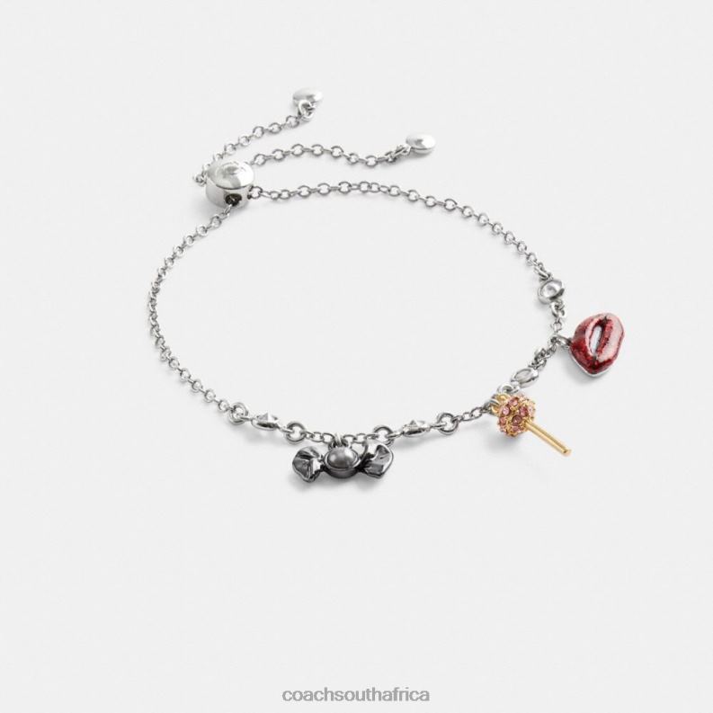 Coach Women MINI CANDY SLIDER BRACELET Silver/Multi 4ZRDJ533