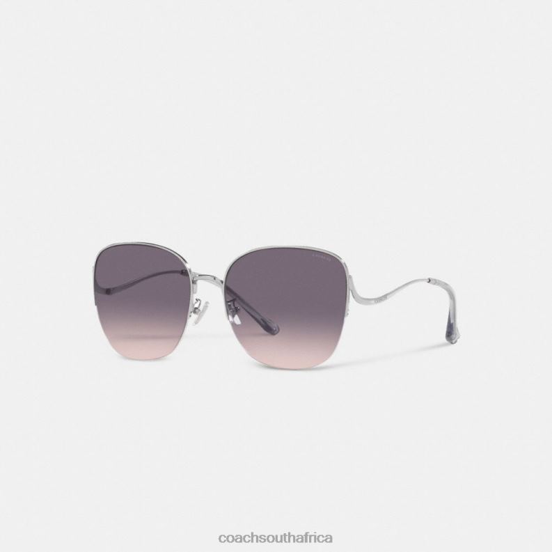 Coach Women METAL ROUNDED SUNGLASSES Grey Pink Gradient 4ZRDJ530