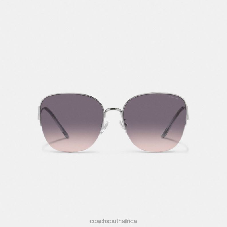 Coach Women METAL ROUNDED SUNGLASSES Grey Pink Gradient 4ZRDJ530