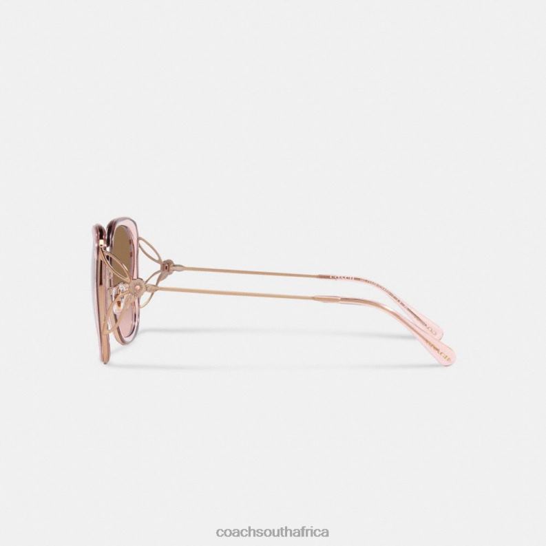 Coach Women TEA ROSE OVERSIZED BUTTERFLY SQUARE SUNGLASSES Crystal Pink 4ZRDJ531